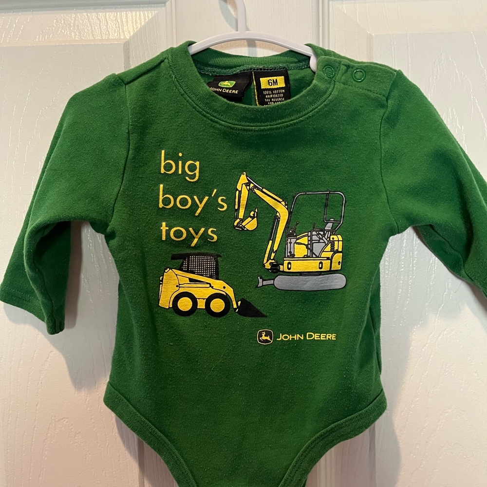 ❤️ 5 for $15 Bundle: John Deere Baby Boy Green Tractor Long Sleeve Bodysuit 6M